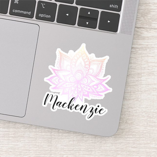 Sticker Nom personnalisé Boho Pastel Rose Gradient Lotus F (Détail)