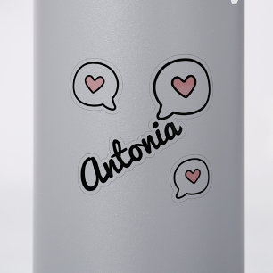 Sticker Nom personnalisé Bulle de dialogue mignonne Je t'a