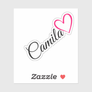 Sticker Nom personnalisé Calligraphie rose Texte de coeur