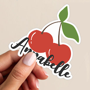 Sticker Nom personnalisé Cerises Rouges Mignonnes Graphiqu