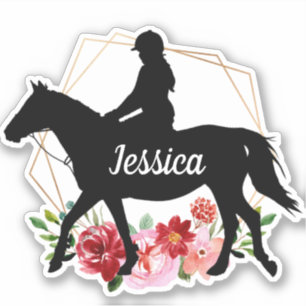Sticker Nom personnalisé cheval Silhouette équestre Stic
