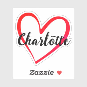 Sticker Nom personnalisé Cœur Rouge Clair Forme Tendance É