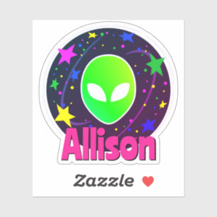 Sticker Nom personnalisé Cool Drôle Alien Espace Galaxie É