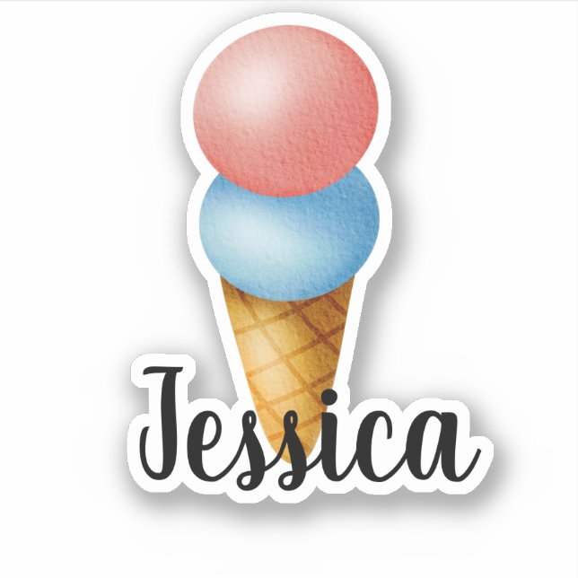 STICKER NOM PERSONNALISÉ CRÈME DE GLACE (Devant)