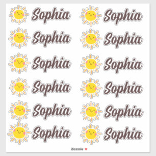 Sticker Nom personnalisé Cute Kawaii Sun