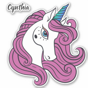 Sticker Nom personnalisé Cute Unicorn