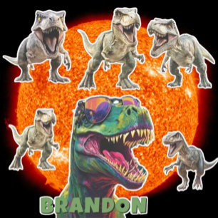 Sticker Nom personnalisé de dinosaure excitant