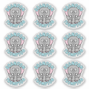 Sticker Nom personnalisé Eléphant Zoo Animal