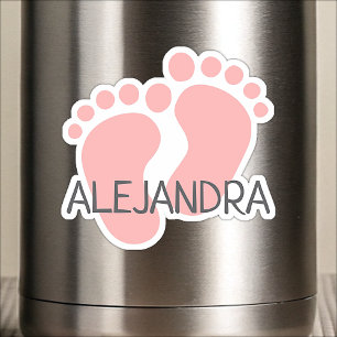 Sticker Nom personnalisé empreintes de bébé rose pastel pi