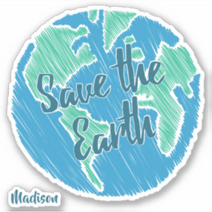 Sticker Nom Personnalisé Enregistrer La Terre