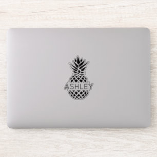Sticker Nom personnalisé et ordinateur portable ananas