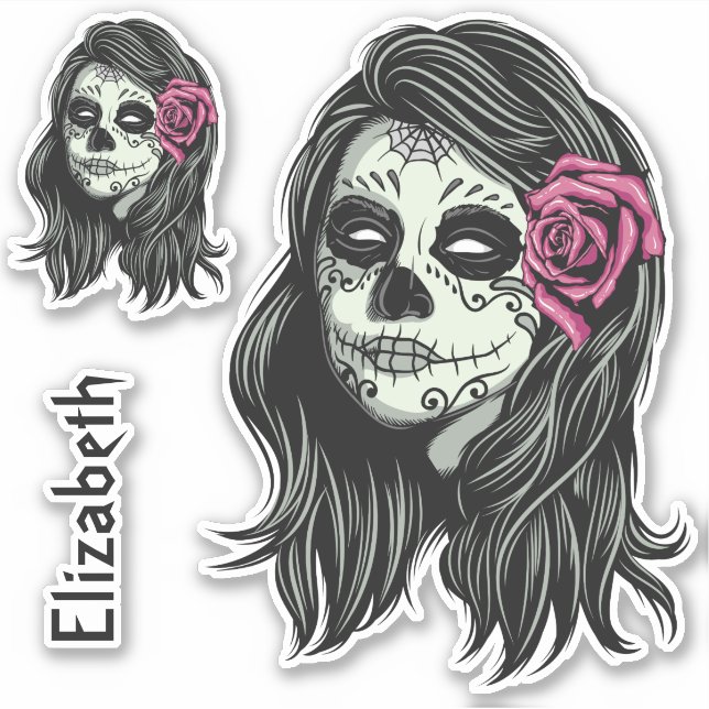 Sticker Nom personnalisé Femme Zombie (Devant)