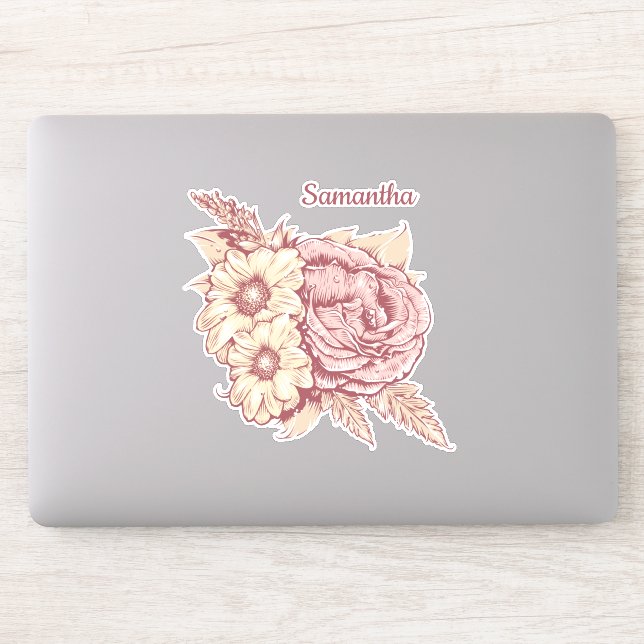 Sticker Nom personnalisé Flower Illustration (Ordinateur)