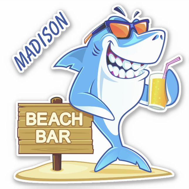 Sticker Nom personnalisé Funny Shark (Devant)