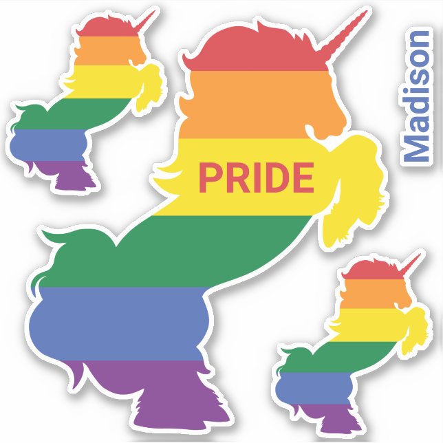 Sticker Nom personnalisé Gay Unicorn (Devant)