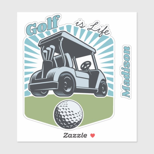 Sticker Nom personnalisé Golf est vie (Feuille)