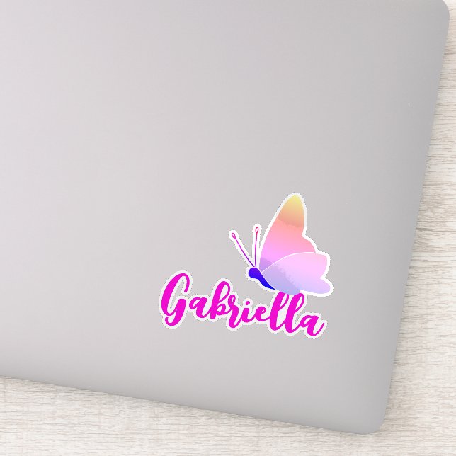 Sticker Nom personnalisé Graphique Papillon Arc-en-ciel Mi (Détail)