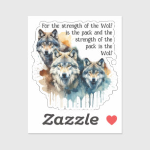 Sticker Nom Personnalisé Inspirational Wolf Citation Force