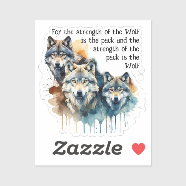 Sticker Nom Personnalisé Inspirational Wolf Citation Force (Feuille)