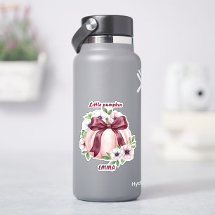 Sticker Nom personnalisé Little Pumpkin Floral Pinkoween B