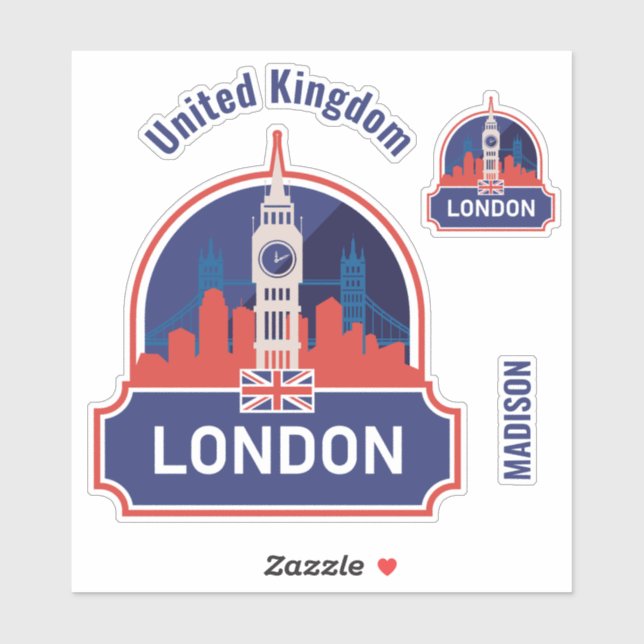 Sticker Nom personnalisé Londres (Feuille)