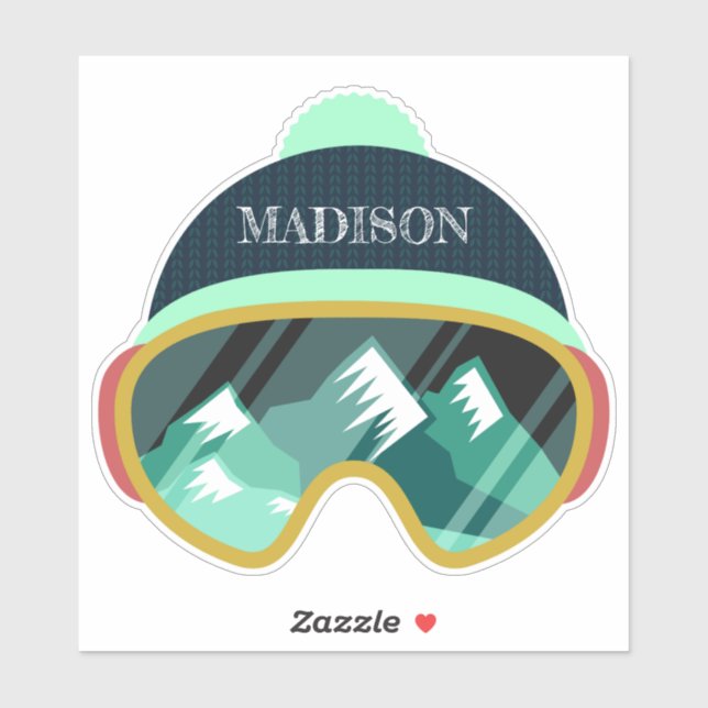 Sticker Nom personnalisé Masque de ski (Feuille)