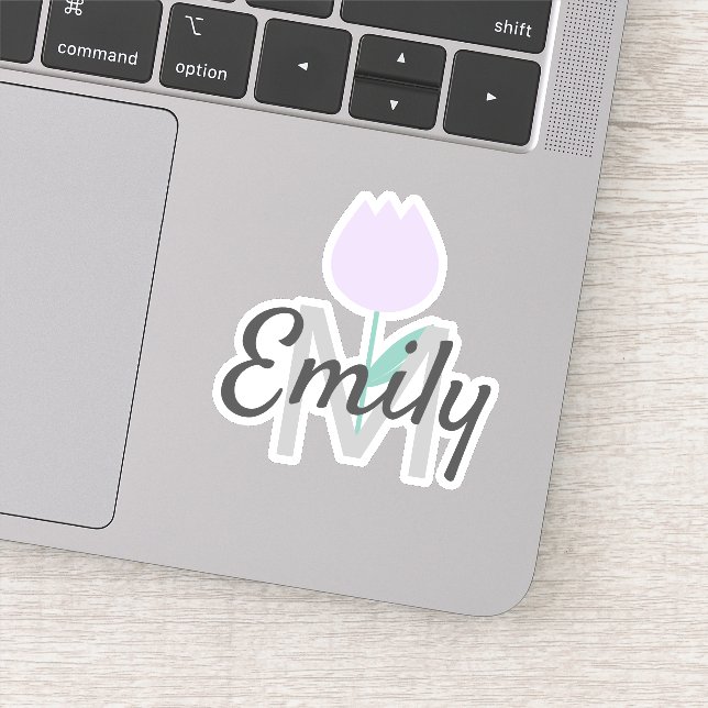 Sticker Nom personnalisé monogramme de la tulipe de printe (Détail)