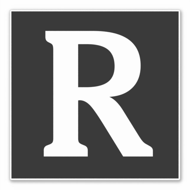 Sticker Nom personnalisé Monogramme Initiales Noir Blanc (Devant)