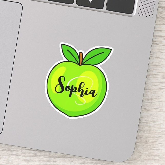 Sticker Nom personnalisé & monogramme | Professeur vert li (custom unique teacher appreciation gift)