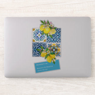 Sticker Nom personnalisé Numéro Carreaux siciliens Citrons