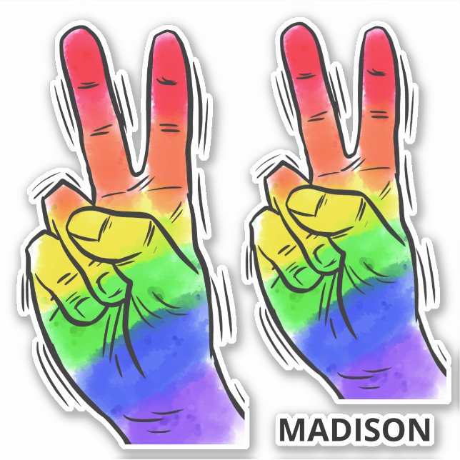 Sticker Nom personnalisé Rainbow Peace (Devant)