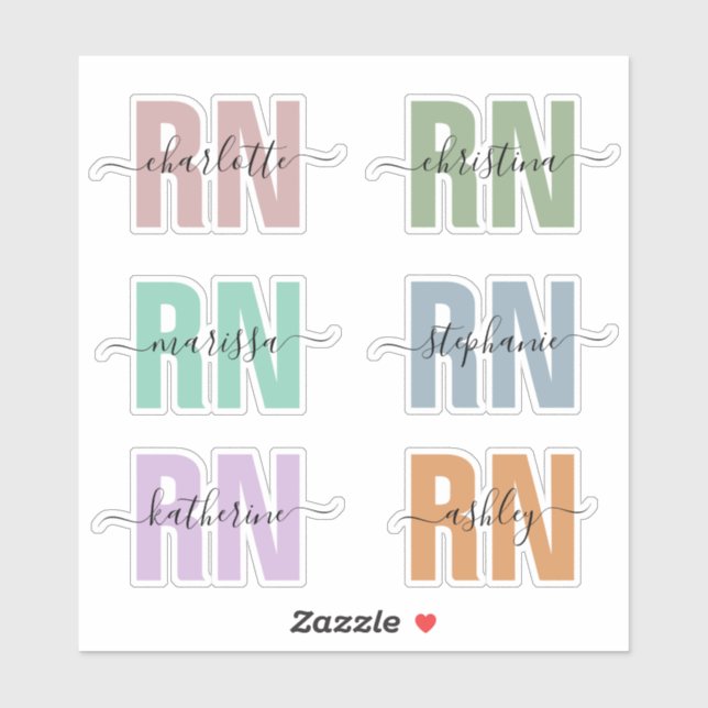 Sticker Nom personnalisé RN Infirmière inscrite Appréciati (Feuille)