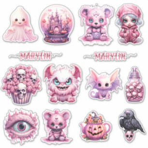 STICKER NOM PERSONNALISÉ ROSE GOTHIQUE HALLOWEEN
