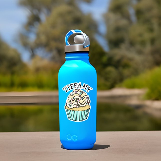 Sticker Nom personnalisé Vanilla Cupcake avec arrosage (Créateur téléchargé)