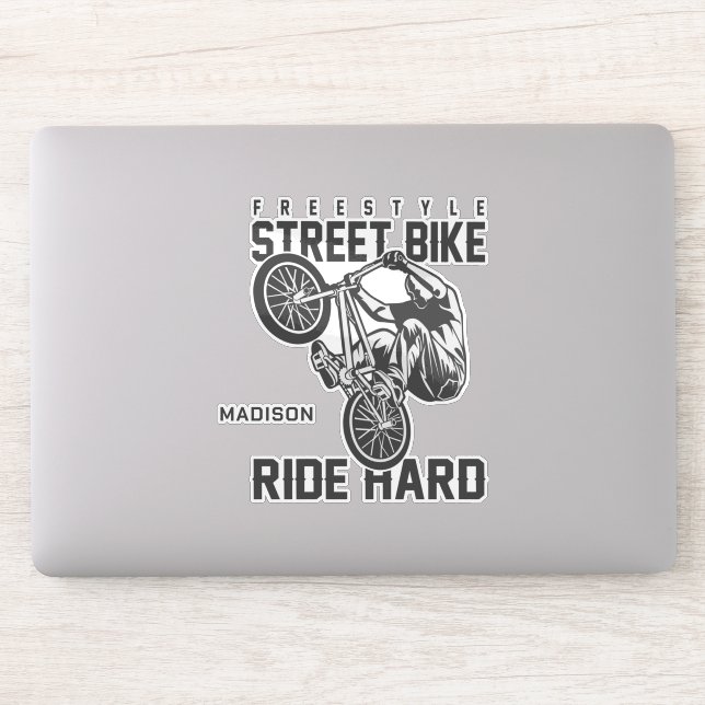 Sticker Nom personnalisé Vélo de rue (Ordinateur)
