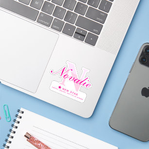 Sticker Nom rose initial et signification du nom Novalie