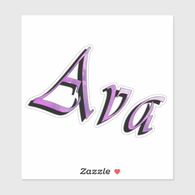 Sticker Nom Rose Violet Ava, (Feuille)
