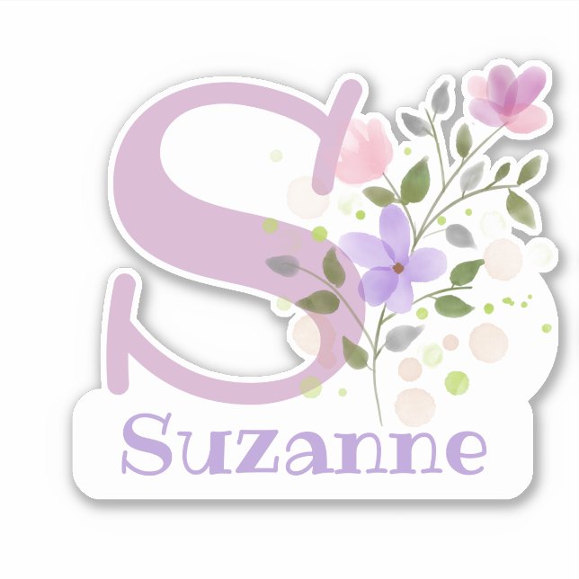 Sticker Nom Suzanne avec l'autocollant découpé en forme de (Devant)