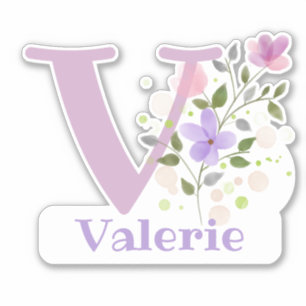 Sticker Nom Valerie avec l'autocollant découpé à la lettre