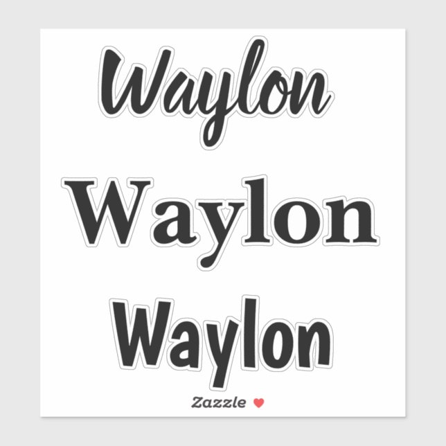 Sticker Nom Waylon En Courbe, (Feuille)