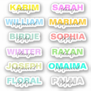 Sticker Noms complets modernes en script coloré, Meilleur