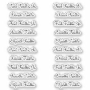 Sticker Noms de 20 invités Moderne Élégante Calligraphie