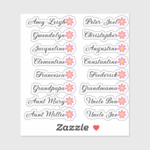 Sticker Noms de liste d'invités personnalisés Calligraphie
