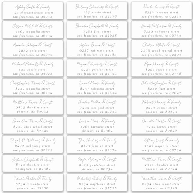 Sticker Noms d'hôtes Mariage noir et blanc simples Adresse (Devant)