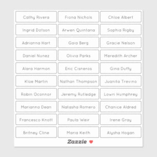 Sticker Noms d'invités minimalistes modernes transparents