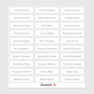 Sticker Noms d'invités minimalistes modernes transparents