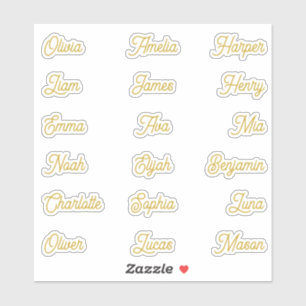 Sticker Noms individuels Écriture calligraphique dorée élé
