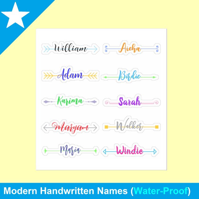 Sticker Noms manuscrits uniques, meilleur imperméable (modern kids name stickers)