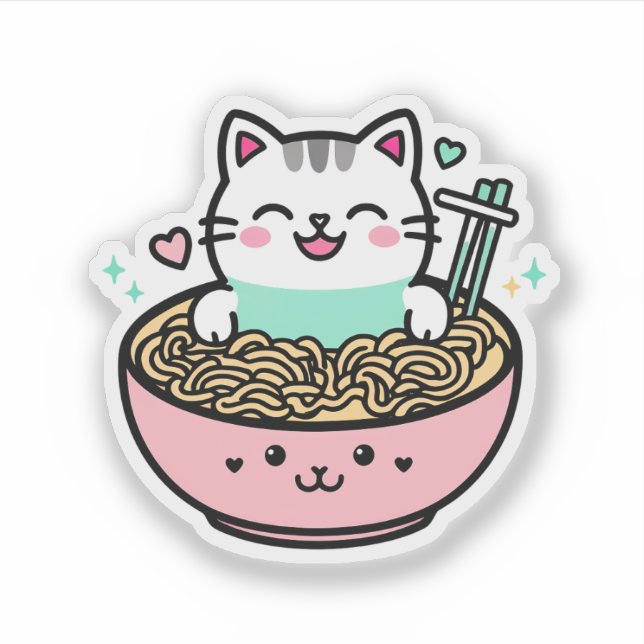 Sticker Noodle Kitty - Kawaii Ramen Cat (Devant)