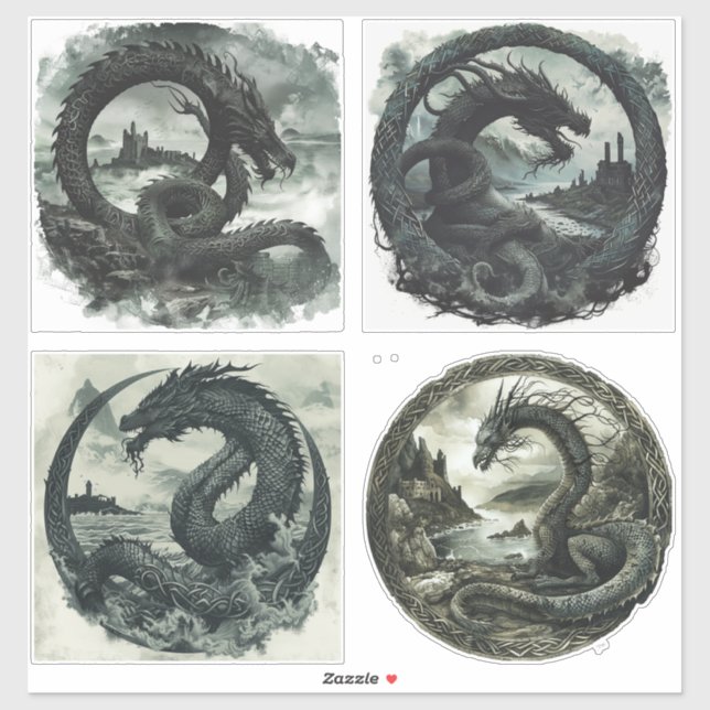 Sticker Nordic Samhain - Design Dragon (Feuille)
